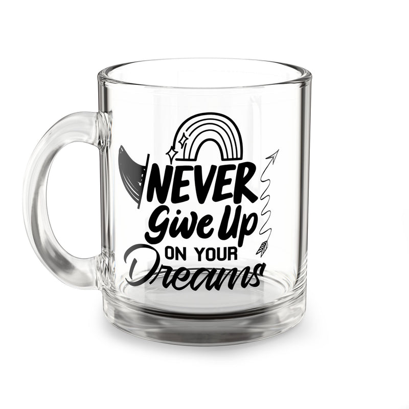 Never Give Up Coffee Mug – Motivational Glass Cup for Daily Inspiration | Encouragement Glass Mug – Uplifting 10oz Gift for Tough Times | Inspirational Mug for Mental Health – Clear Glass “Never Give Up” Cup | 10oz Motivational Coffee Mug – Gift for Positivity and Strength | Never Give Up Glass Mug – Supportive Gift for Friends or Loved Ones | Daily Motivation Glass Mug – Inspirational Quote Coffee Cup | Stay Strong Mug – Clear Glass Cup with Positive Message | Uplifting 10oz Mug – Encouragement Gift for Se
