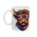 Patriotic Highland Cow Mug – Funny 4th of July Coffee Cup | USA Cow Lover Mug – Red, White & Moo Design | Independence Day Cow Mug – Unique Gift for Farmers | Funny Highland Cow Mug – American Flag Glasses Edition | 4th of July Mug – Highland Cow in Patriotic Style | Farm Animal Mug – Patriotic Highland Cow Gift Idea | Red White and Moo Mug – Cute Cow Coffee Cup | Highland Cow USA Mug – Funny Holiday Drinkware | Cow Print Mug – 4th of July Edition | Quirky Cow Mug – Patriotic Design for Animal Lovers |