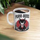 Cat Boss Ceramic Mug | Funny Coffee Cup for Cat Lovers | Home Office Decor, Gift for Pet Owners, Birthday Present, Cute Cat Lover Mug