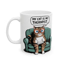 Funny Cat Therapist Mug, Gift for Cat Lovers, Cute Coffee Cup, Animal Humor, Office Mug, Pet Lover's Present