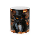 Halloween Cat Mug - Spooky Black Cat Ceramic Cup, Perfect for Autumn, Halloween, Cat Lovers, Gift Idea, Cozy Vibes