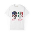 “My Home. My Blood.” – Dual Heritage Skull Flag T-Shirt (USA & Mexico)